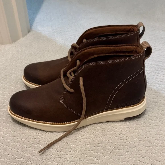 Cole Haan Dark Brown Men's Chukka Boots with Cream Sole - Picture 3 of 4